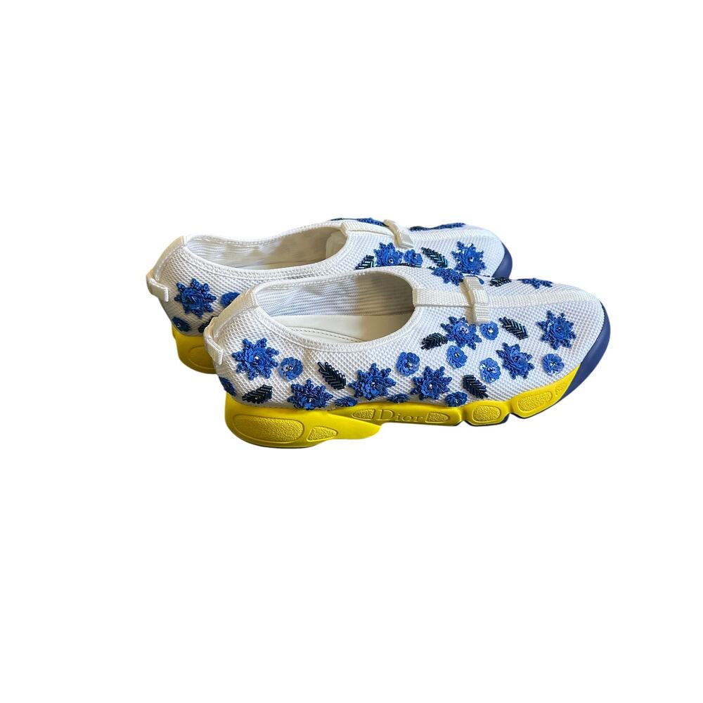 Christian Dior Fusion Blue Floral Crystal Embroidered Mesh Sneaker EU 39 NEW - Picture 9 of 13